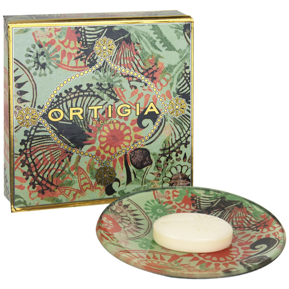 Ortigia Sicilia Fico d'India Olive Oil Soap & Glass Plate