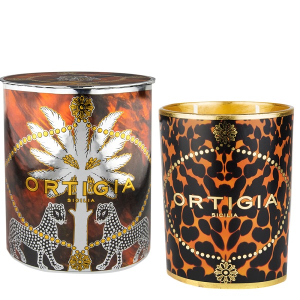 Ortigia Sicilia Ambra Nera Decorated Candle Medium 380g