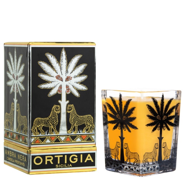 Ortigia Sicilia Ambra Nera Large Square Candle 170g